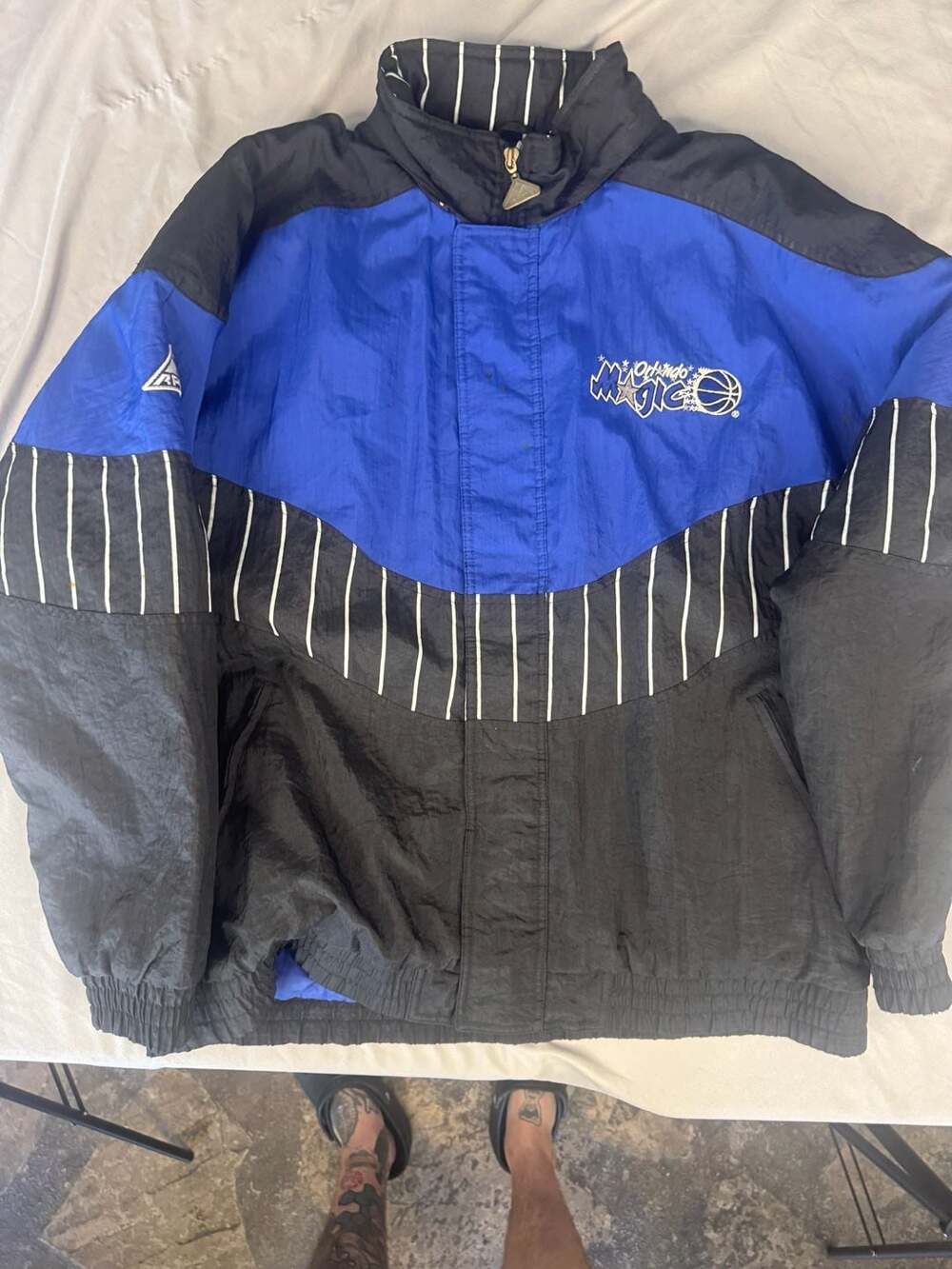 Apex One Orlando Magic Pinstripe Jacket Black Blue NBA 90s